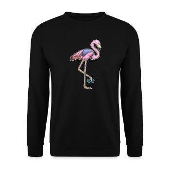 Flamingo Bodybuilder Dumbbell Bodybuilding - Unisex Sweatshirt - black - Front - Alina (178cm) & Michal (187cm)