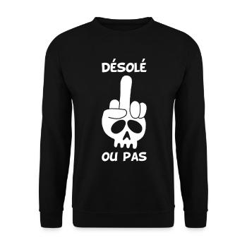 Crâne blanc malpoli - Sweat-shirt Unisexe - noir - Devant - Alina (178cm) & Michal (187cm)