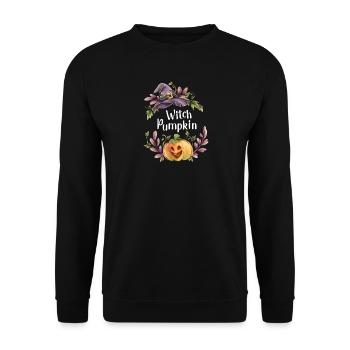 Citrouille Sorcière Florale - Sweat-shirt Unisexe - noir - Devant - Alina (178cm) & Michal (187cm)