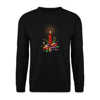 bright red christmas candle for christmas - Unisex Sweatshirt - black - Front - Alina (178cm) & Michal (187cm)