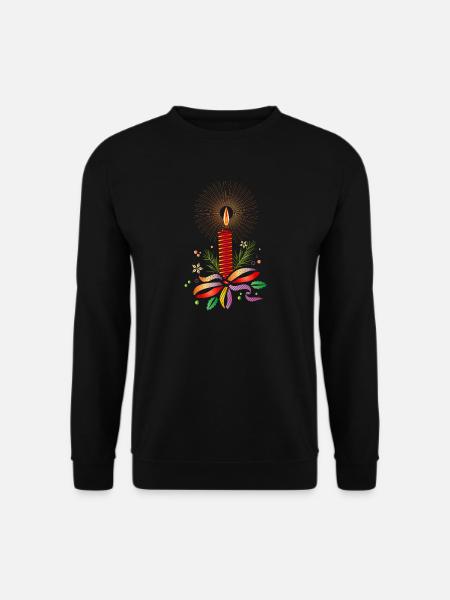 leuchtend rote Weihnachtskerze für Weihnachten - Unisex Pullover - Schwarz