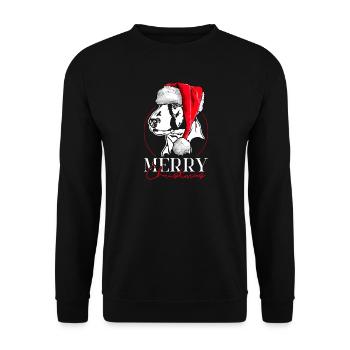Santa English Bullterrier Merry Christmas Wilsigns - Unisex Pullover - Schwarz - Vorne - Alina (178cm) & Michal (187cm)