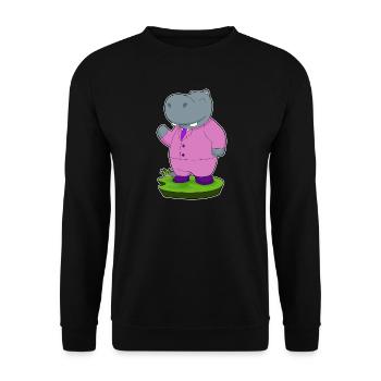 Nilpferd Bräutigam Anzug Hochzeit - Unisex Pullover - Schwarz - Vorne - Alina (178cm) & Michal (187cm)