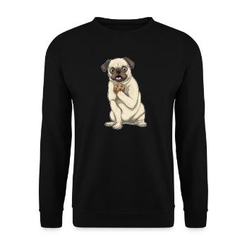 Mops Cookie - Unisex Pullover - Schwarz - Vorne - Alina (178cm) & Michal (187cm)