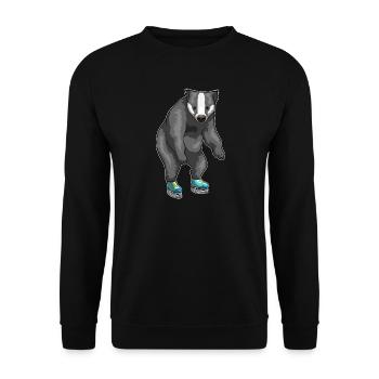 Dachs Eislaufen Schlittschuhe - Unisex Pullover - Schwarz - Vorne - Alina (178cm) & Michal (187cm)