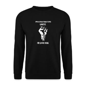 Procrastinators Unite - Unisex Pullover - Schwarz - Vorne - Alina (178cm) & Michal (187cm)
