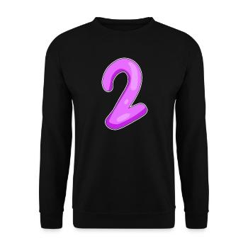 Zwei - 2 - Nummer Zahl - Unisex Pullover - Schwarz - Vorne - Alina (178cm) & Michal (187cm)