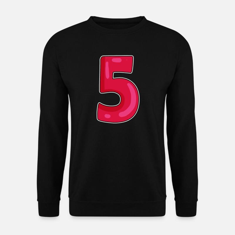 Zahl 5 - Fünf - 5 Motiv - Zahl 5 Nummer - Unisex Pullover - Schwarz