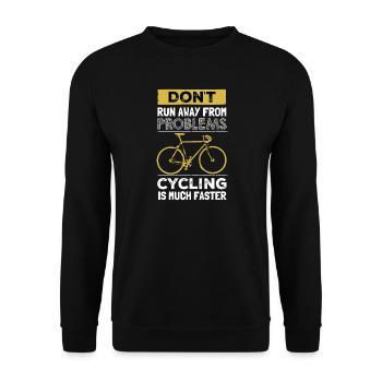 Rennrad Spruch witzig Cycling Is Much Faster - Unisex Pullover - Schwarz - Vorne - Alina (178cm) & Michal (187cm)