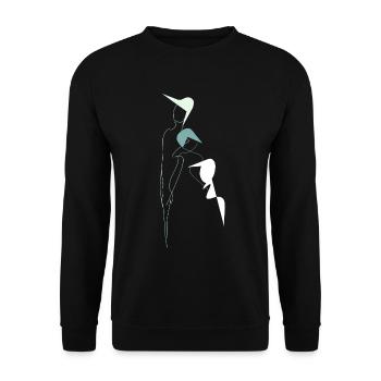 Stilisiertes Familienporträt - Unisex Pullover - Schwarz - Vorne - Alina (178cm) & Michal (187cm)