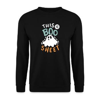 Geist Halloweenkostüm - Unisex Pullover - Schwarz - Vorne - Alina (178cm) & Michal (187cm)