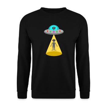 UFO Alien Landing Sci-Fi fantasy art - Unisex Sweatshirt - black - Front - Alina (178cm) & Michal (187cm)