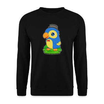 Papagei Gentleman Fliege - Unisex Pullover - Schwarz - Vorne - Alina (178cm) & Michal (187cm)