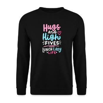 Mittagessen Schule Cafeteria Crew - Unisex Pullover - Schwarz - Vorne - Alina (178cm) & Michal (187cm)