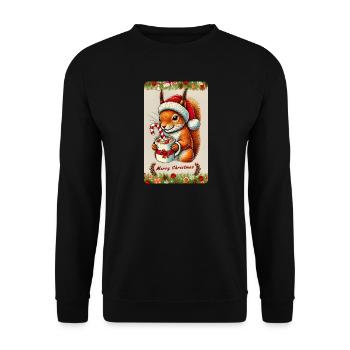 Écureuil de Noël au chocolat chaud - Sweat-shirt Unisexe - noir - Devant - Alina (178cm) & Michal (187cm)