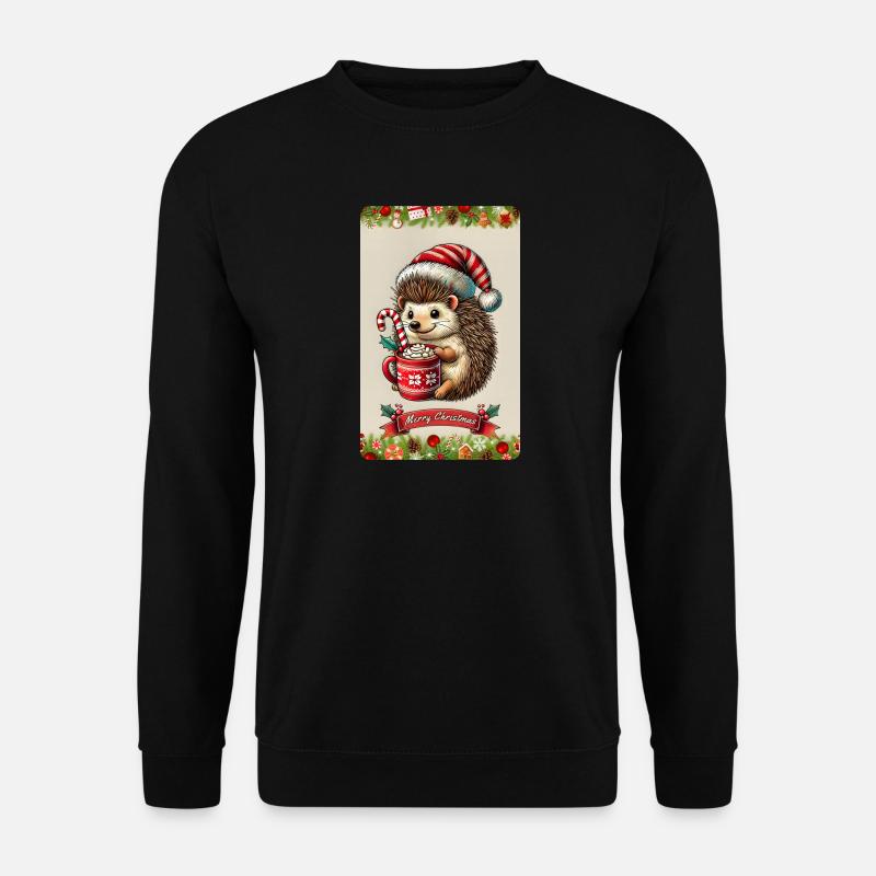 Christmas hedgehogs with hot chocolate - Unisex Sweatshirt - black