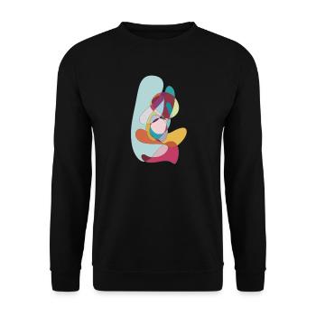 Farbwirbel Abstrakt - Unisex Pullover - Schwarz - Vorne - Alina (178cm) & Michal (187cm)