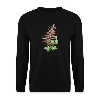 Herbstlicher Farn Efeu – Mixed Media Naturkunst - Unisex Pullover - Schwarz - Vorne - Alina (178cm) & Michal (187cm)