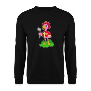 Flamingo Feuerwehrmann Axt Feuerwehr - Unisex Pullover - Schwarz - Vorne - Alina (178cm) & Michal (187cm)
