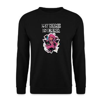 My name is Emma 2026 - Unisex Sweatshirt - black - Front - Alina (178cm) & Michal (187cm)