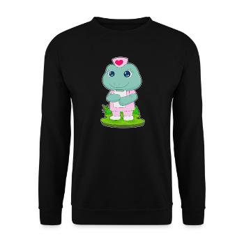 Frosch Krankenschwester  - Unisex Pullover - Schwarz - Vorne - Alina (178cm) & Michal (187cm)