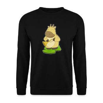 Giraffe Musiker Trompete Musik - Unisex Pullover - Schwarz - Vorne - Alina (178cm) & Michal (187cm)