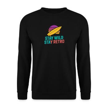Stay Wild Stay Retro Surf - Unisex Sweatshirt - black - Front - Alina (178cm) & Michal (187cm)