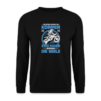 Motocrossfahrer Geschenke Motocross Biker Sprüche - Unisex Pullover - Schwarz - Vorne - Alina (178cm) & Michal (187cm)