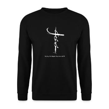 Jesus Kreuz - Der Weg Die Wahrheit Das Leben - Unisex Pullover - Schwarz - Vorne - Alina (178cm) & Michal (187cm)