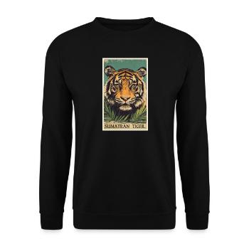 Sumatra-Tiger - Unisex Pullover - Schwarz - Vorne - Alina (178cm) & Michal (187cm)