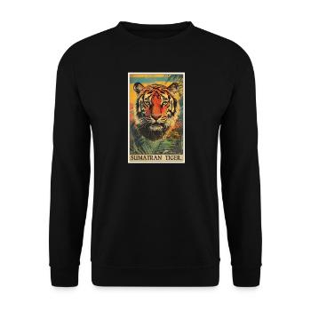 Sumatra-Tiger - Unisex Pullover - Schwarz - Vorne - Alina (178cm) & Michal (187cm)