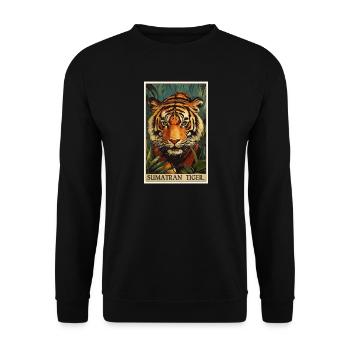 Sumatra-Tiger - Unisex Pullover - Schwarz - Vorne - Alina (178cm) & Michal (187cm)