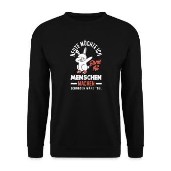 Heute möchte ich Menschen schubsen - Unisex Pullover - Schwarz - Vorne - Alina (178cm) & Michal (187cm)