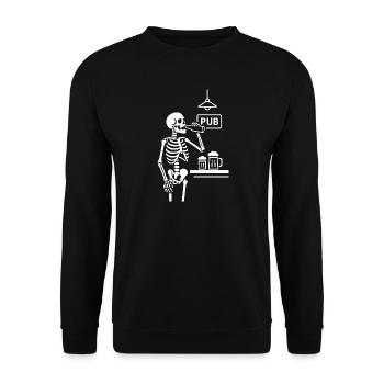 Skelett Pub Toast - Unisex Pullover - Schwarz - Vorne - Alina (178cm) & Michal (187cm)