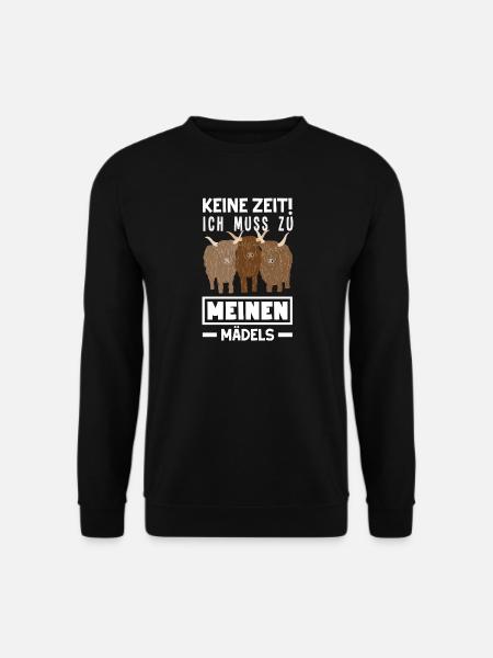 Keine Zeit! Ich muss zu meinen Mädels Hochlandrind - Unisex Pullover - Schwarz