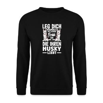 Drôle Husky Husky Propriétaire Husky Propriétaire Cadeau - Sweat-shirt Unisexe - noir - Devant - Alina (178cm) & Michal (187cm)