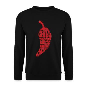 CHILL COFFEE FREEDOM – lass uns reden. - Unisex Pullover - Schwarz - Vorne - Alina (178cm) & Michal (187cm)
