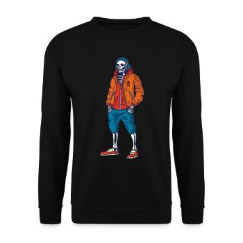 Music-loving skeleton - Unisex Sweatshirt - black - Front - Alina (178cm) & Michal (187cm)