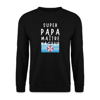 Vater MNS Humor Super-Vater Rettungsschwimmer - Unisex Pullover - Schwarz - Vorne - Alina (178cm) & Michal (187cm)