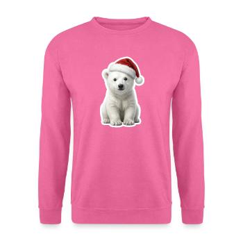 Petit ours glace avec un chapeau de Père Noël - Sweat-shirt Unisexe - rose - Devant