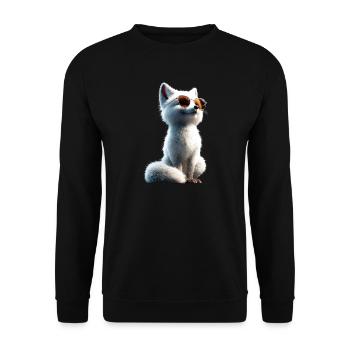 Polarfuchs Schneefuchs Eisfuchs Süßer Weißer Fuchs - Unisex Pullover - Schwarz - Vorne - Alina (178cm) & Michal (187cm)