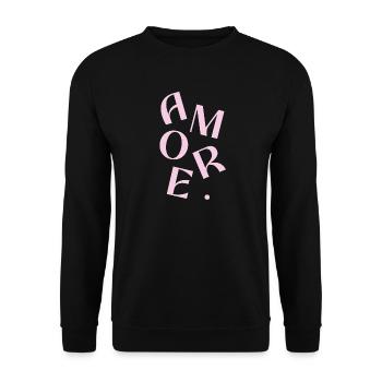 Fragment de la typographie Amore Pink - Sweat-shirt Unisexe - noir - Devant - Alina (178cm) & Michal (187cm)