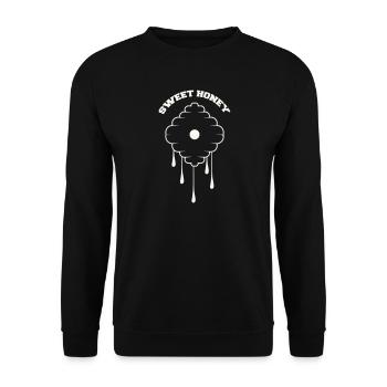 Honigwabe Tropfen Design - Unisex Pullover - Schwarz - Vorne - Alina (178cm) & Michal (187cm)