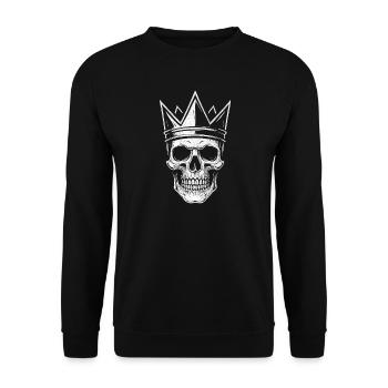 Totenkopf mit Krone – Gothic Vibes - Unisex Pullover - Schwarz - Vorne - Alina (178cm) & Michal (187cm)