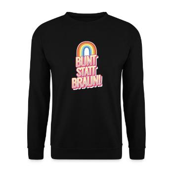 Bunt_statt_Braun - Unisex Pullover - Schwarz - Vorne - Alina (178cm) & Michal (187cm)