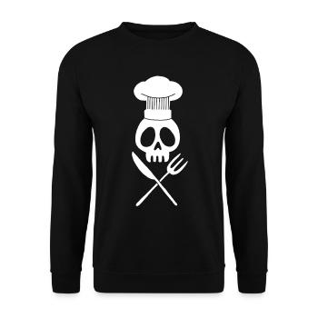 Cook's Skull (Weiß) - Unisex Pullover - Schwarz - Vorne - Alina (178cm) & Michal (187cm)