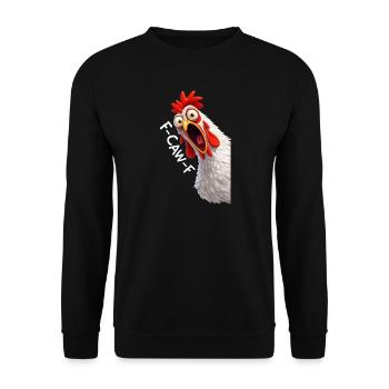 F-Caw-F Chicken Adult Humor Funny Rooster Fcawf - Unisex Pullover - Schwarz - Vorne - Alina (178cm) & Michal (187cm)