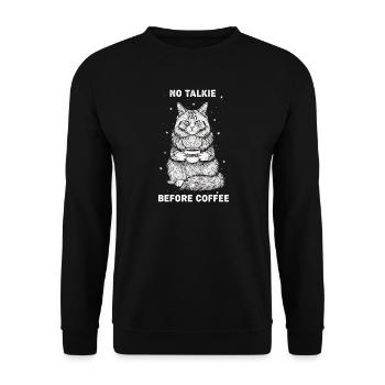 No conversation in front of coffee lover cat - Unisex Sweatshirt - black - Front - Alina (178cm) & Michal (187cm)