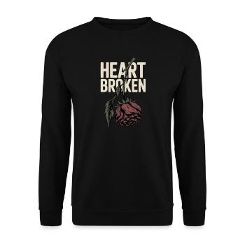 Broken Heart with Withered Rose - Unisex Sweatshirt - black - Front - Alina (178cm) & Michal (187cm)