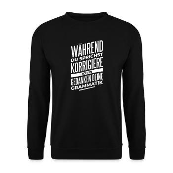 Grammatik Profi - Unisex Pullover - Schwarz - Vorne - Alina (178cm) & Michal (187cm)